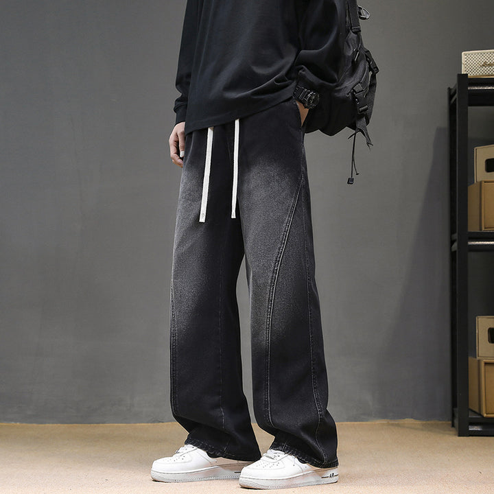 Herren Weitgeschnittene Jeanshose mit elastischem Bund und modernem Design Aliams