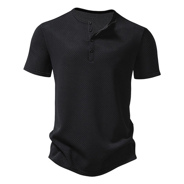 Herren Kurzarm-Henley-Shirt mit strukturiertem Design und modischen Knopfdetails Aliams