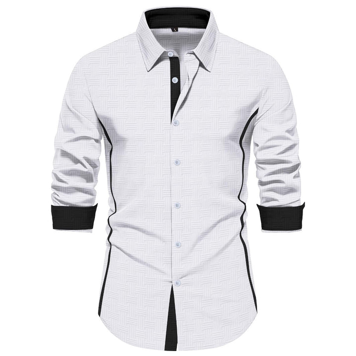 Herren Elegante Langarmhemd mit Strukturiertem Muster Aliams