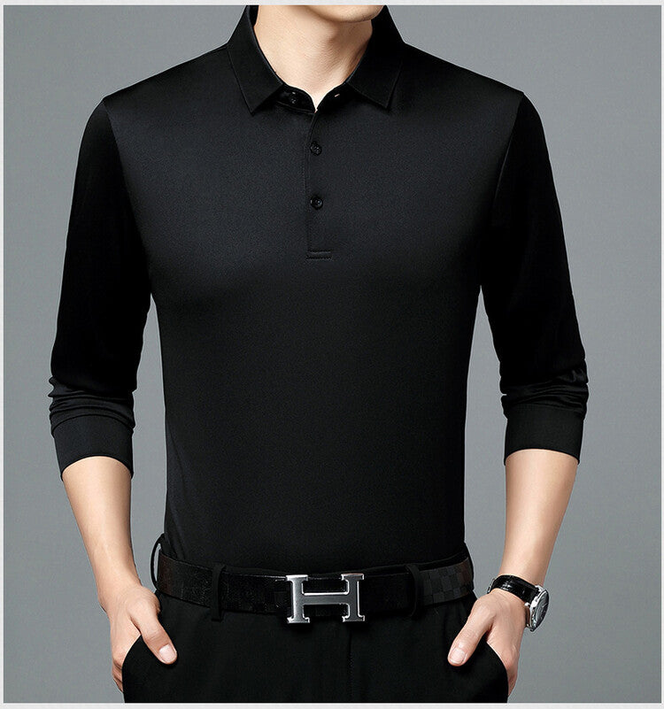 Herren atmungsaktives Langarm Poloshirt mit feuchtigkeitsregulierendem Material Aliams