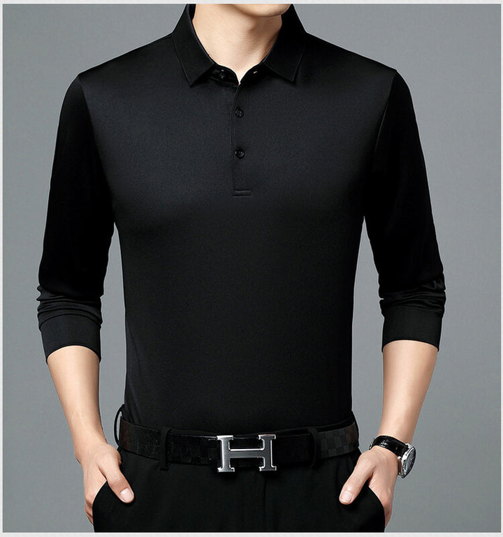 Herren atmungsaktives Langarm Poloshirt mit feuchtigkeitsregulierendem Material Aliams