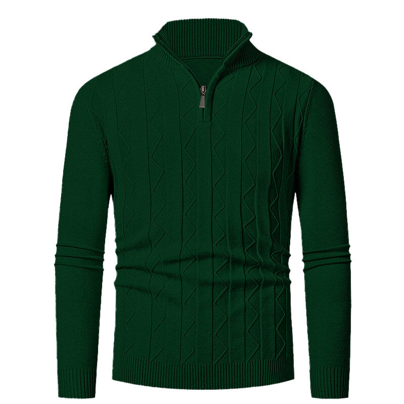 Herren Strickpullover mit stylischem Reißverschluss und Zopfmuster Aliams