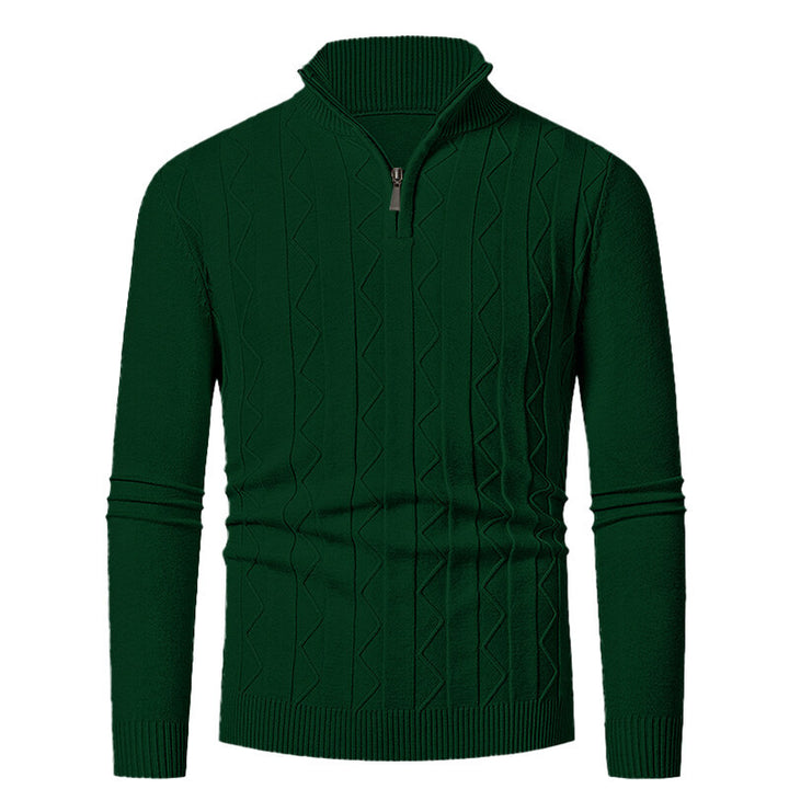 Herren Strickpullover mit stylischem Reißverschluss und Zopfmuster Aliams