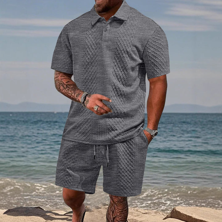 Herren Sportliches Polohemd und Shorts Set Aliams