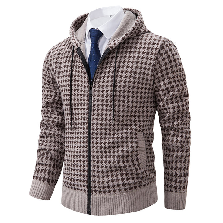 Herren elegante und bequeme Strickjacke mit Kapuze Aliams
