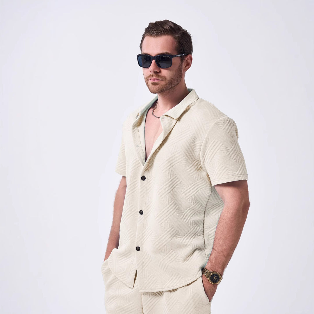 Herren Kurzarm-Hemd mit strukturiertem Design und modernen Akzenten Aliams