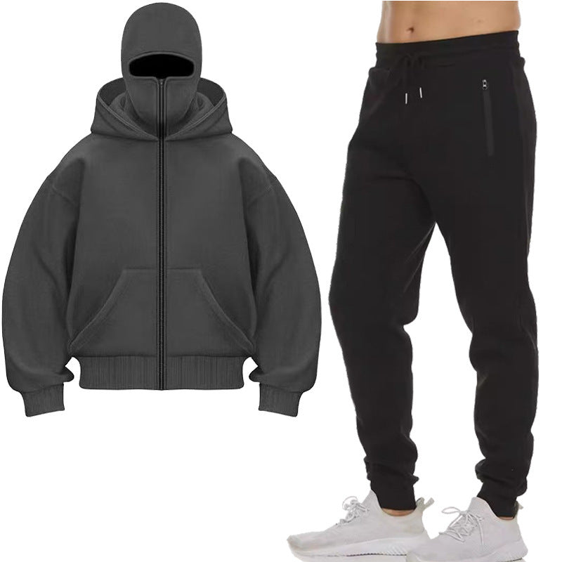 Herren Kapuzenjacke mit hohem Kragen und Jogginghose Aliams