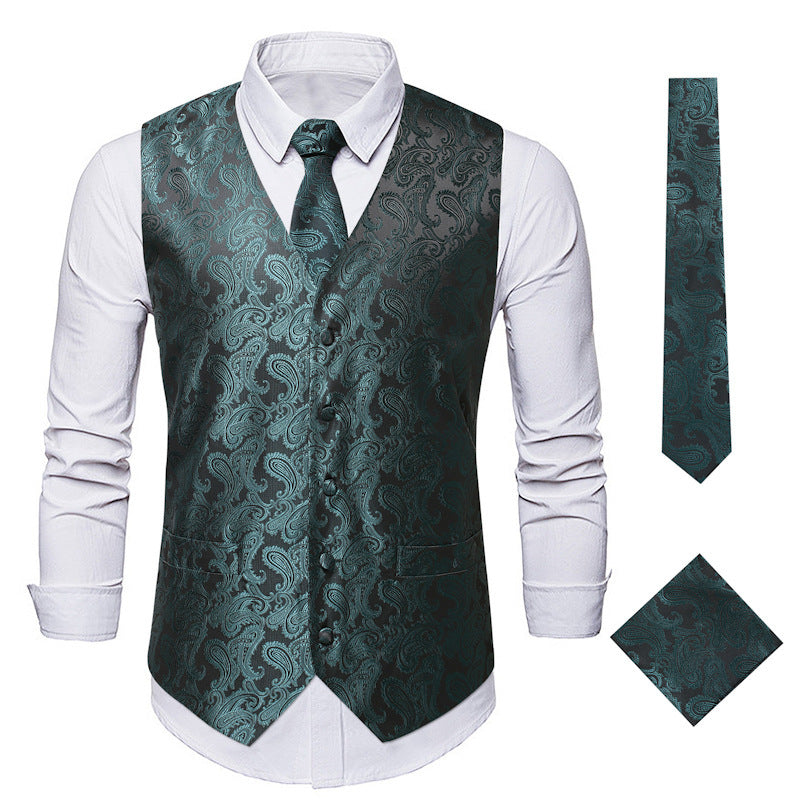 Herren elegante Weste mit feinem Paisleymuster und passendem Krawatten-Set Aliams