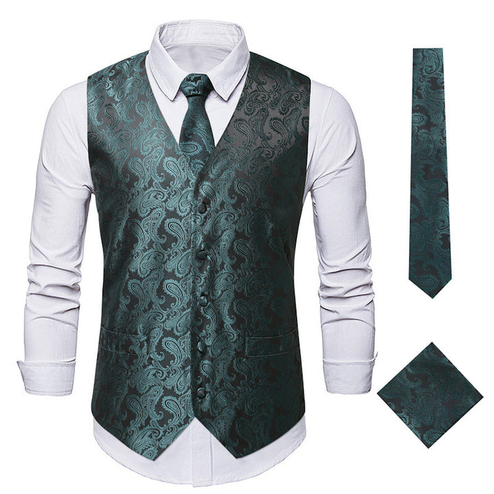 Herren elegante Weste mit feinem Paisleymuster und passendem Krawatten-Set Aliams