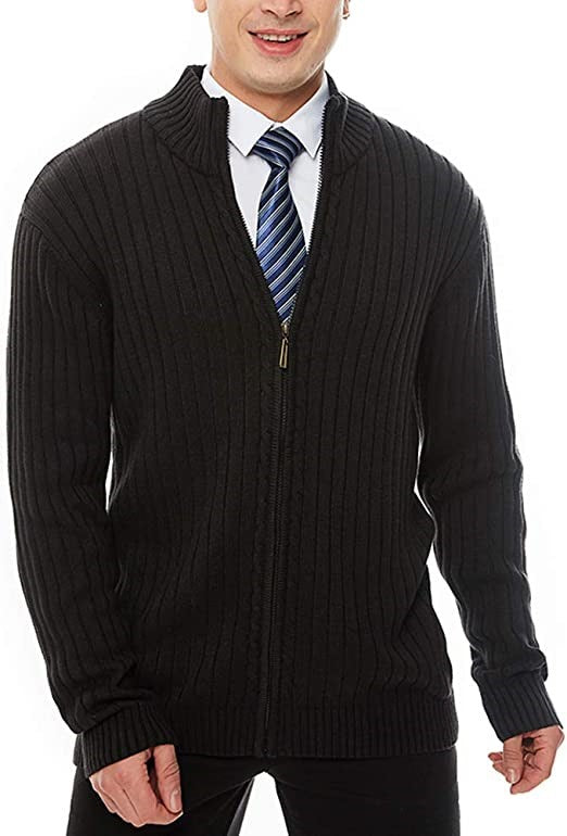 Herren Strickjacke mit modernen Zipper-Details und feinem Rippmuster Aliams