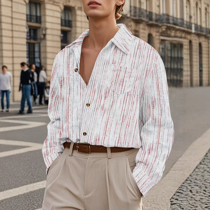 Herren Elegantes Langarmhemd mit raffinierten Strukturdetails Aliams