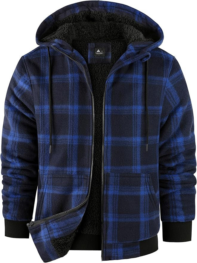 Herren Fleecejacke mit modernem Karomuster und kuscheligem Innenfutter Aliams