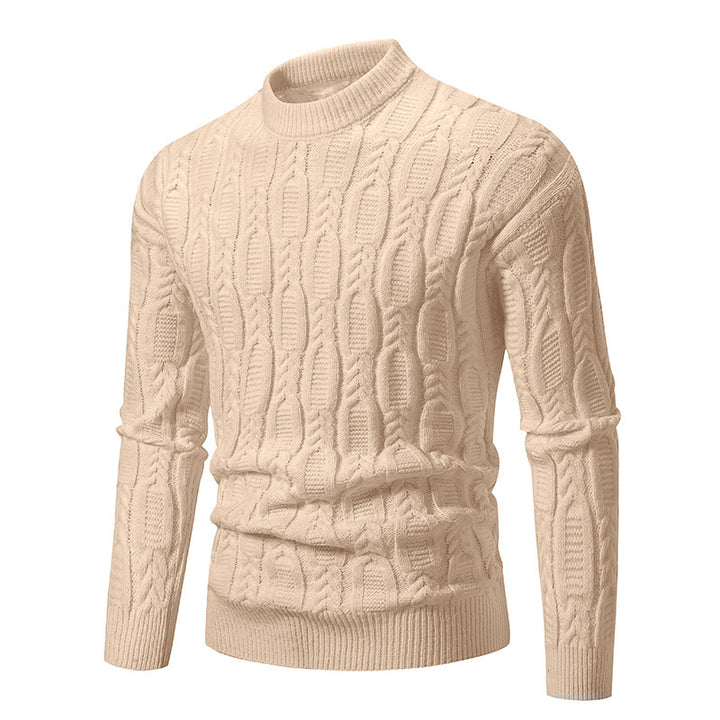 Herren Grobstrickpullover mit modernem Zopfmuster und Rundhalsausschnitt Aliams