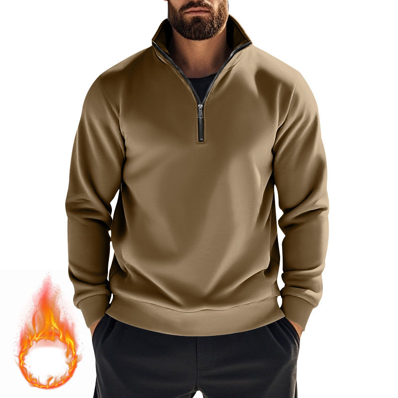 Herren Fleece-Pullover mit hohem Kragen und halbem Reißverschluss Aliams