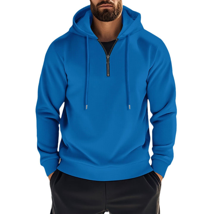 Herren sportlicher Hoodie mit halbem Reißverschluss und praktischen Taschen Aliams