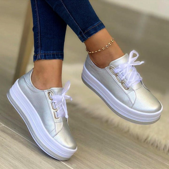 Damen Sneaker mit Modischem Plateau und Glänzendem Obermaterial Aliams