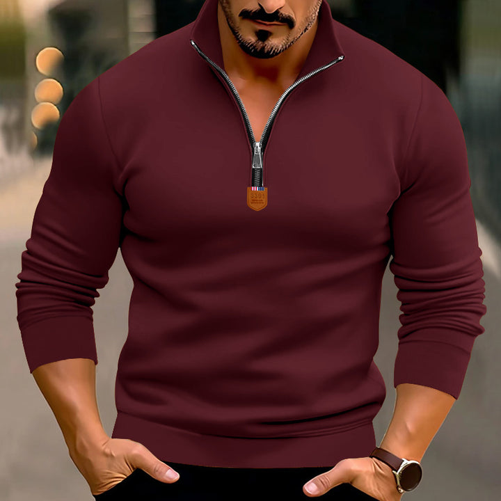 Herren eleganter Pullover mit Stehkragen und Reißverschluss Aliams