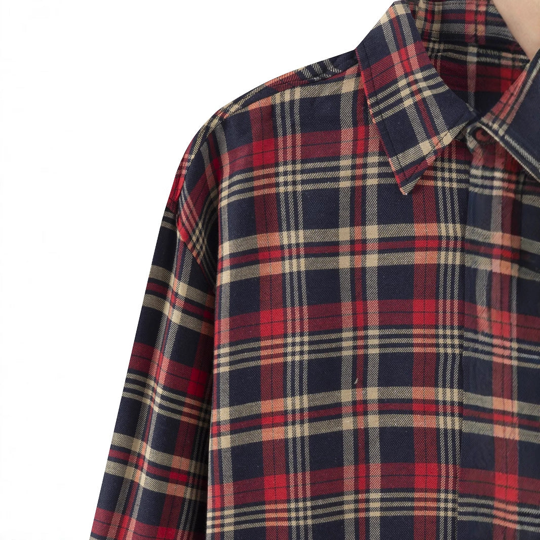 Herren karierter Langarmhemd mit Brusttasche aus weicher Baumwolle Aliams