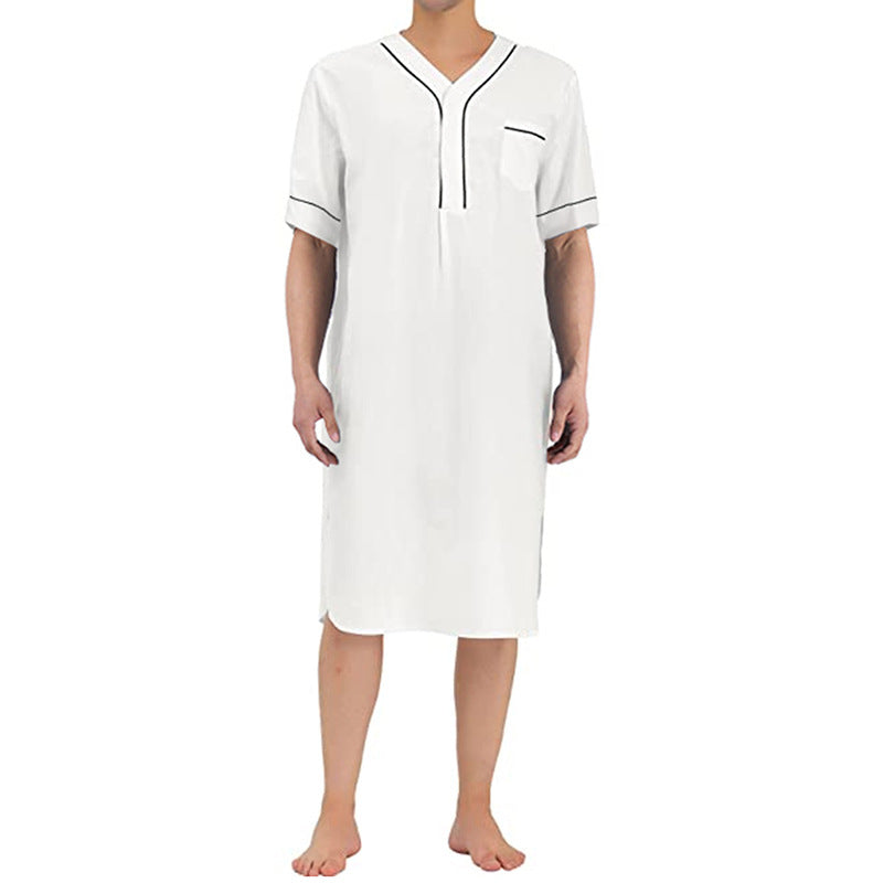 Damen Kurzarm-Kleid mit modernem Stehkragen und praktischer Knopfleiste Aliams