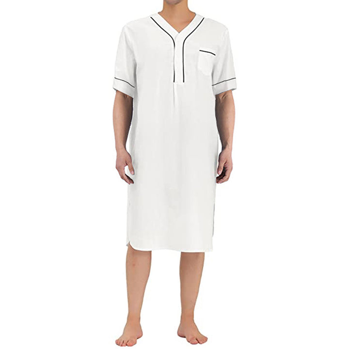 Damen Kurzarm-Kleid mit modernem Stehkragen und praktischer Knopfleiste Aliams