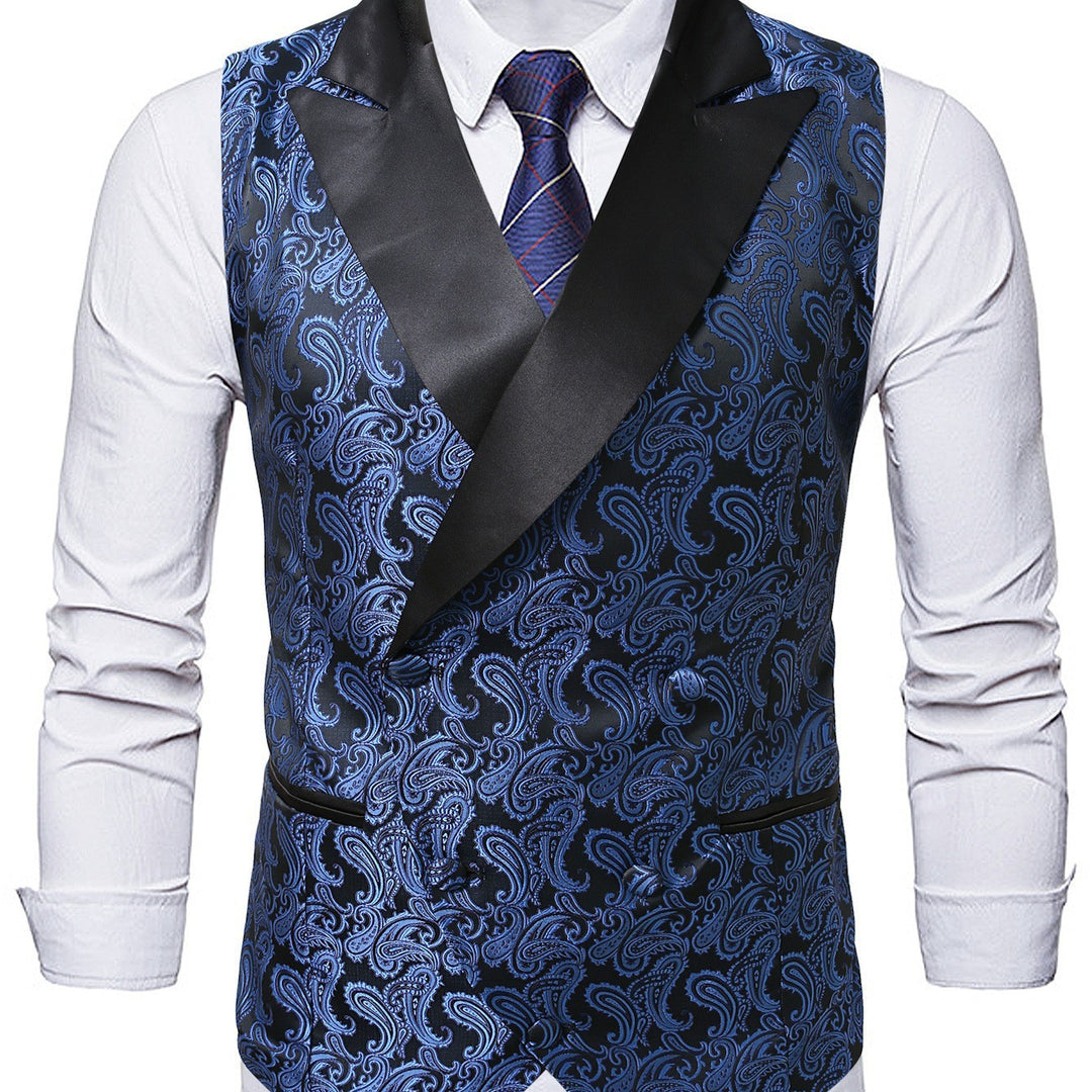 Herren elegante Brokatweste mit schimmerndem Satinrevers Aliams