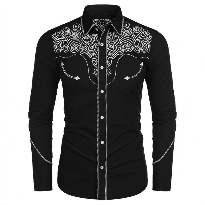 Herren Kunstvoll besticktes Langarmhemd Aliams