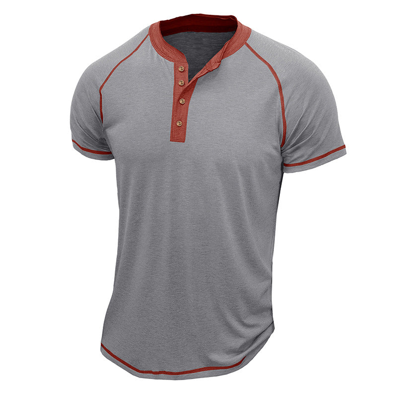 Herren Kurzarm Henley-Shirt mit Kontrastdetails und strapazierfähigem Stoff Aliams