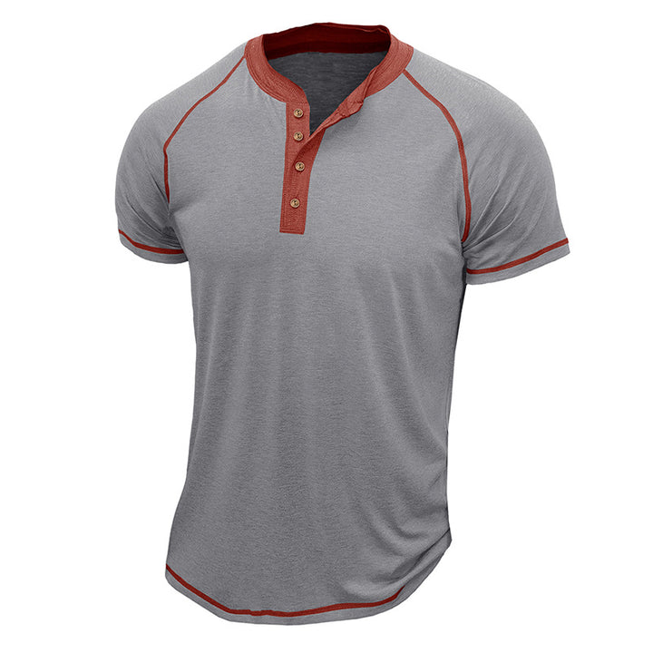 Herren Kurzarm Henley-Shirt mit Kontrastdetails und strapazierfähigem Stoff Aliams