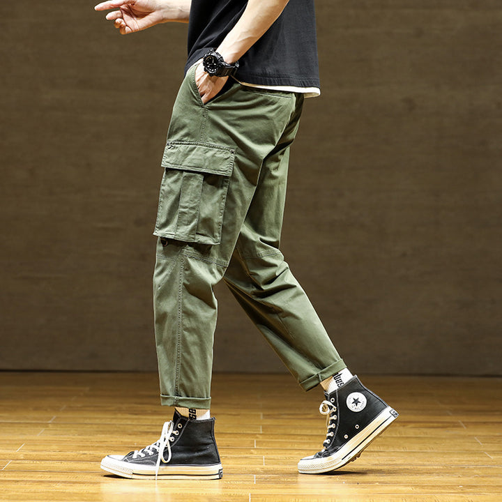 Herren Cargo-Hose mit verstellbarem Bund und funktionalen Taschen Aliams