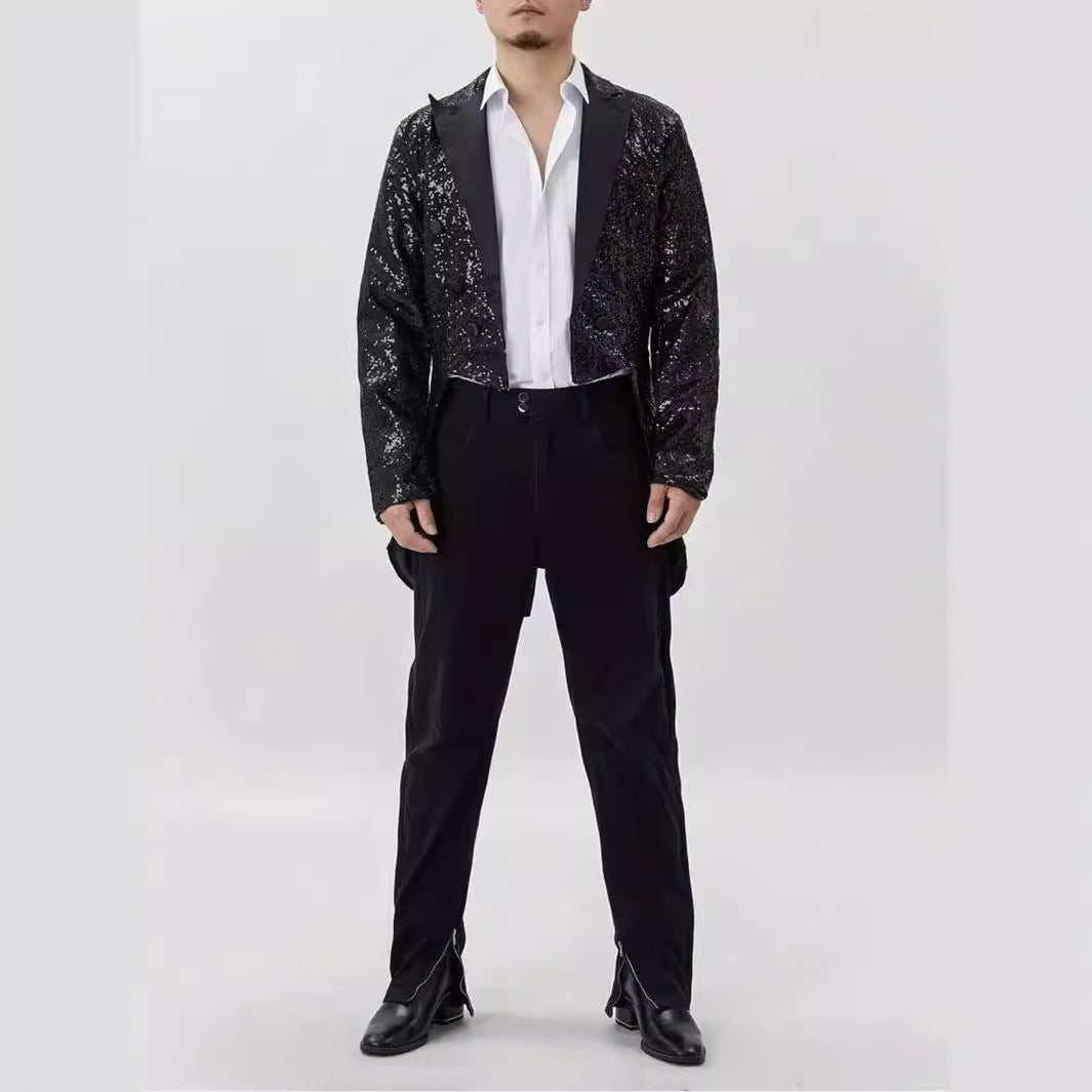 Herren festlicher Pailletten Blazer mit elegantem Revers Aliams