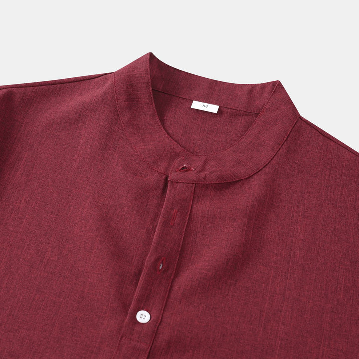 Herren Kurzarm-Hemd mit innovativem Henley-Kragen und lässigem Design Aliams