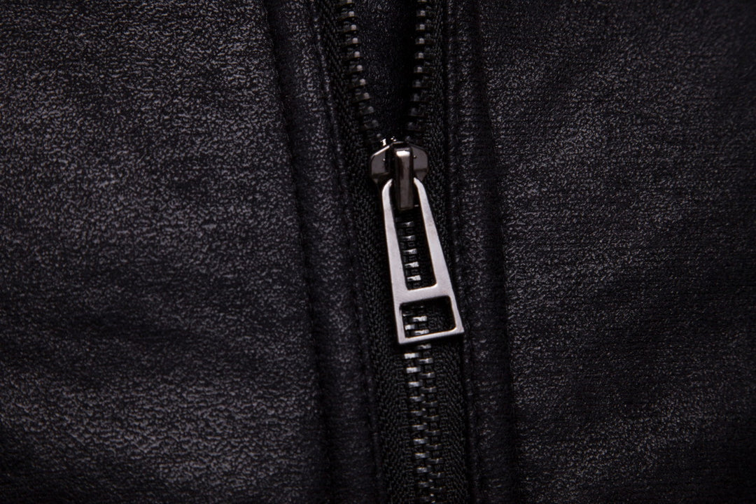 Herren Bikerjacke aus hochwertigem Kunstleder mit weichem Fleecekragen Aliams