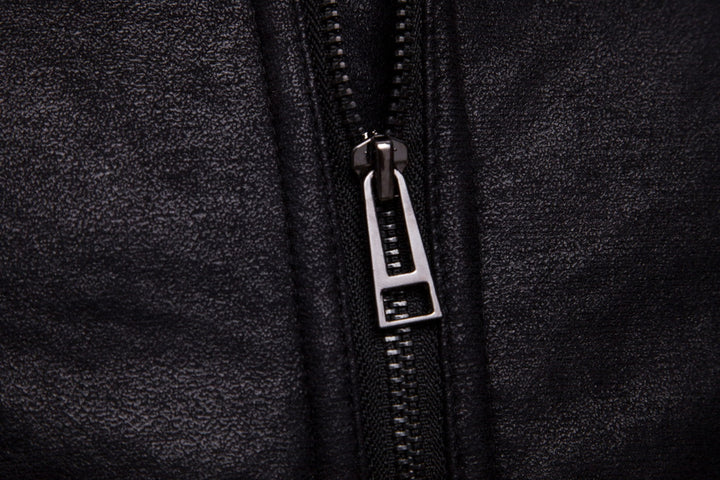 Herren Bikerjacke aus hochwertigem Kunstleder mit weichem Fleecekragen Aliams