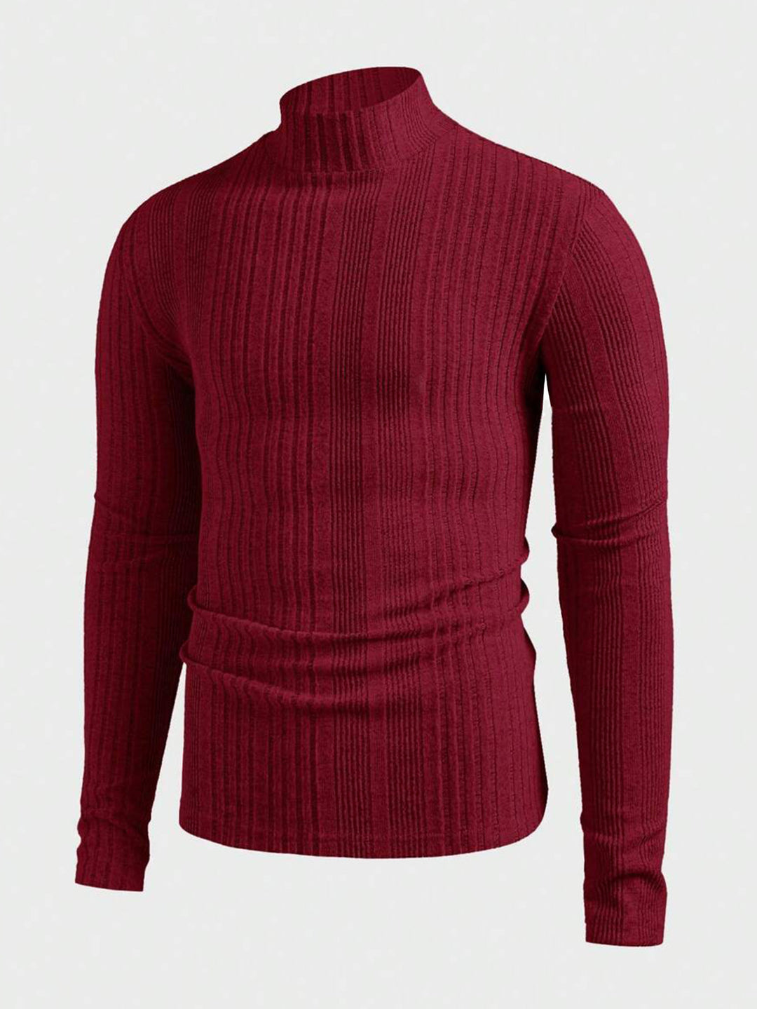 Herren Strickpullover mit hohem Kragen und Rippstruktur Aliams
