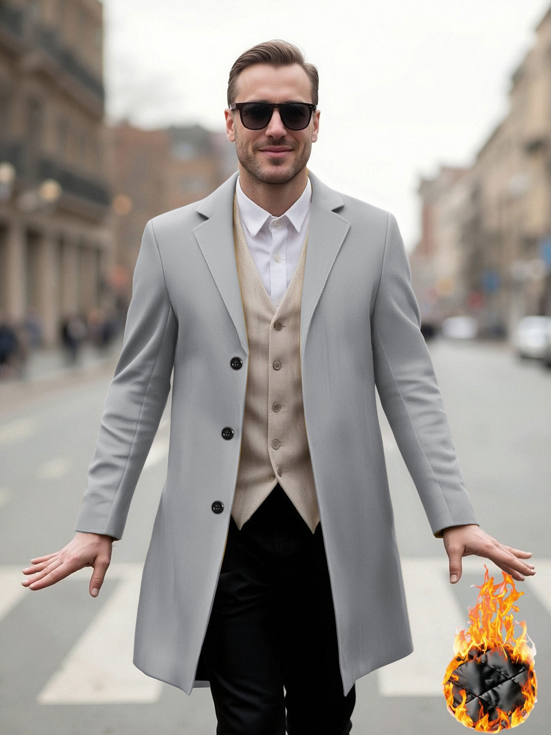 Herren eleganter Langmantel mit modernem Schnitt und optimalem Tragekomfort Aliams