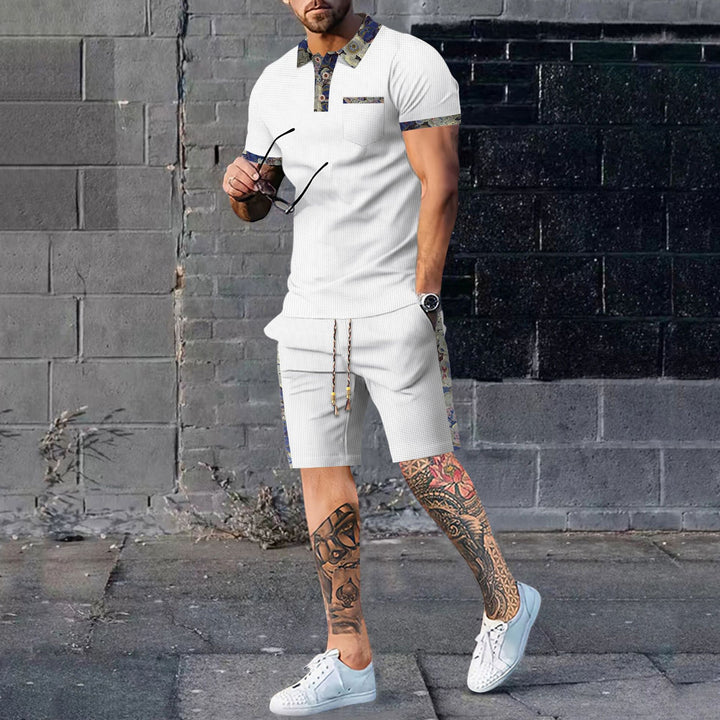 Herren Kurzarm-Polo und Shorts Ensemble im modernen Design mit kontrastierenden Details Aliams