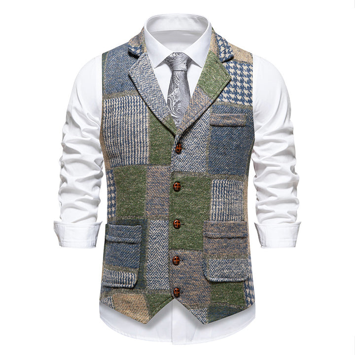 Herren elegante Weste im Patchwork-Design Aliams