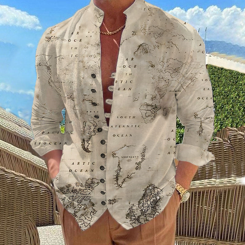 Herren Hemd im Weltkarten-Design Aliams
