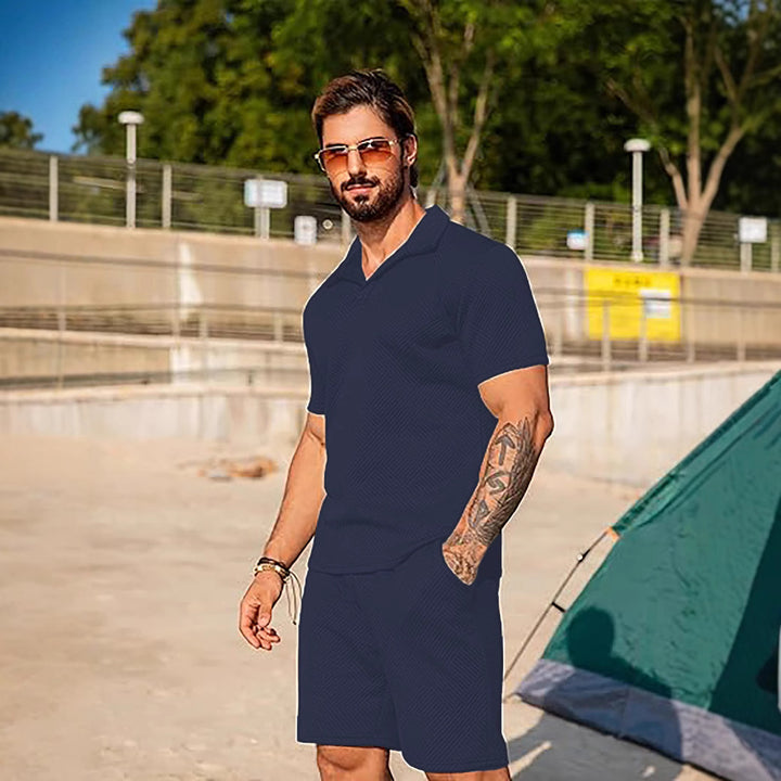 Herren Freizeitset mit passendem Kurzarmhemd und Shorts Aliams