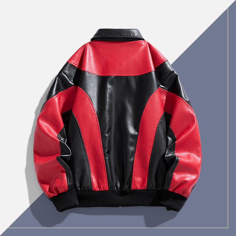 Herren futuristische Kunstlederjacke mit kontrastierenden Akzenten Aliams