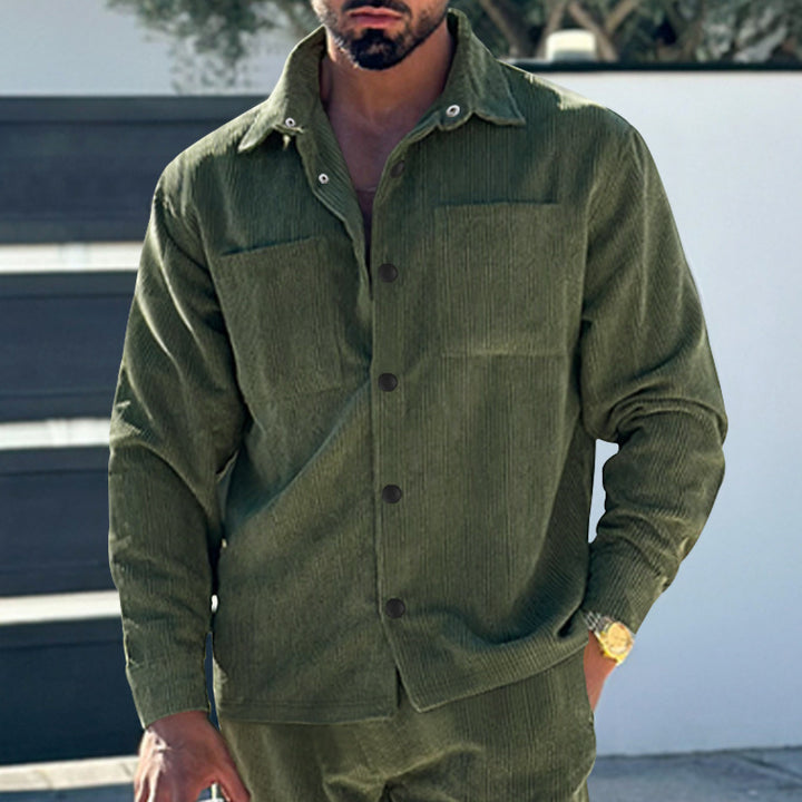 Herren Fleecejacke mit strukturiertem Design und praktischen Taschen Aliams