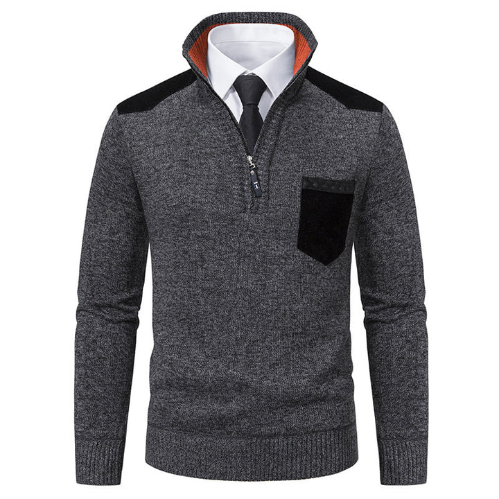 Herren eleganter Pullover mit halbhohem Kragen und feinen Kontrastdetails Aliams