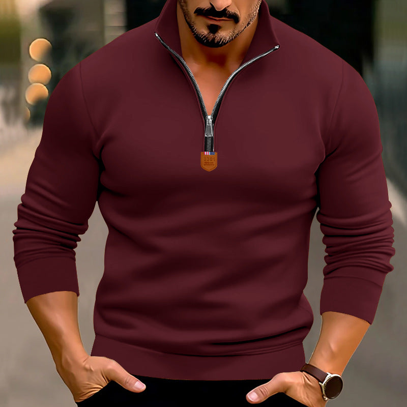 Herren Pullover mit halbem Reißverschluss und hochwertiger Strickstruktur Aliams