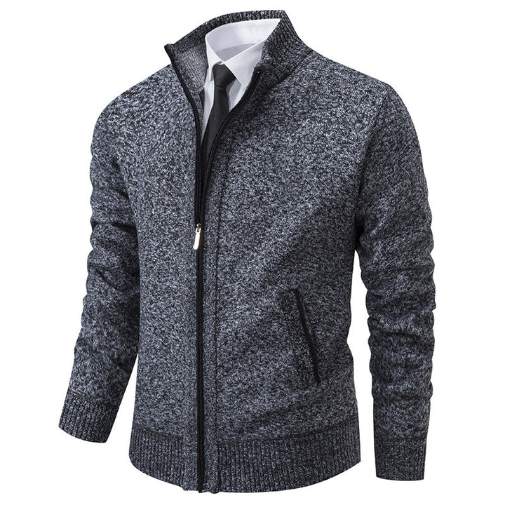 Herren sportliche Strickjacke mit Stehkragen und Reißverschluss Aliams