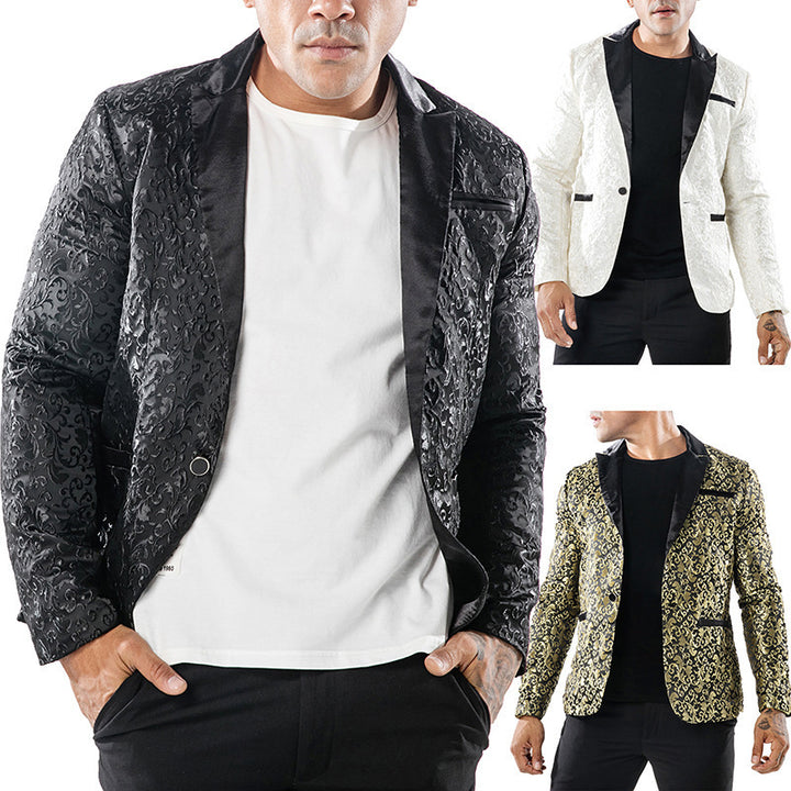 Herren eleganter Pailletten-Brokatblazer Aliams