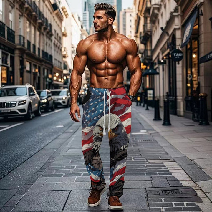 Herren elastische Jogginghose mit schickem Wasser-Motiv und praktischen Eingrifftaschen Aliams