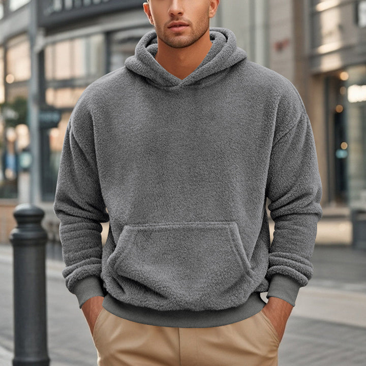 Herren übergroßer Fleece-Hoodie mit Kängurutasche und gemütlichem Schnitt Aliams
