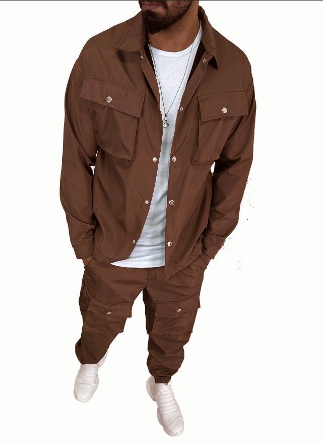 Herren Cargo-Hemd- und Hose-Set mit praktischen Taschen und modischem Schnitt Aliams