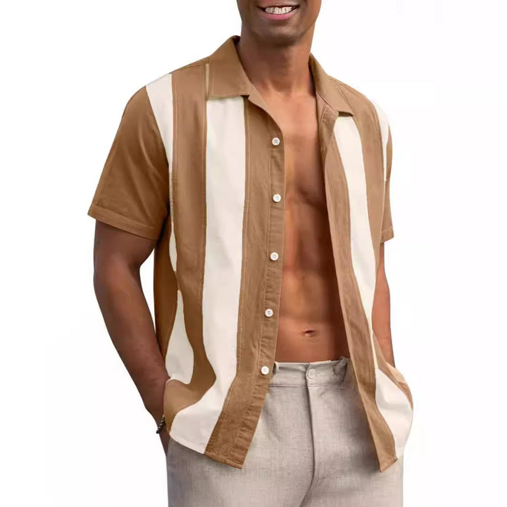 Herren Kurzarm-Hemd mit modernen Streifen und atmungsaktiven Eigenschaften Aliams