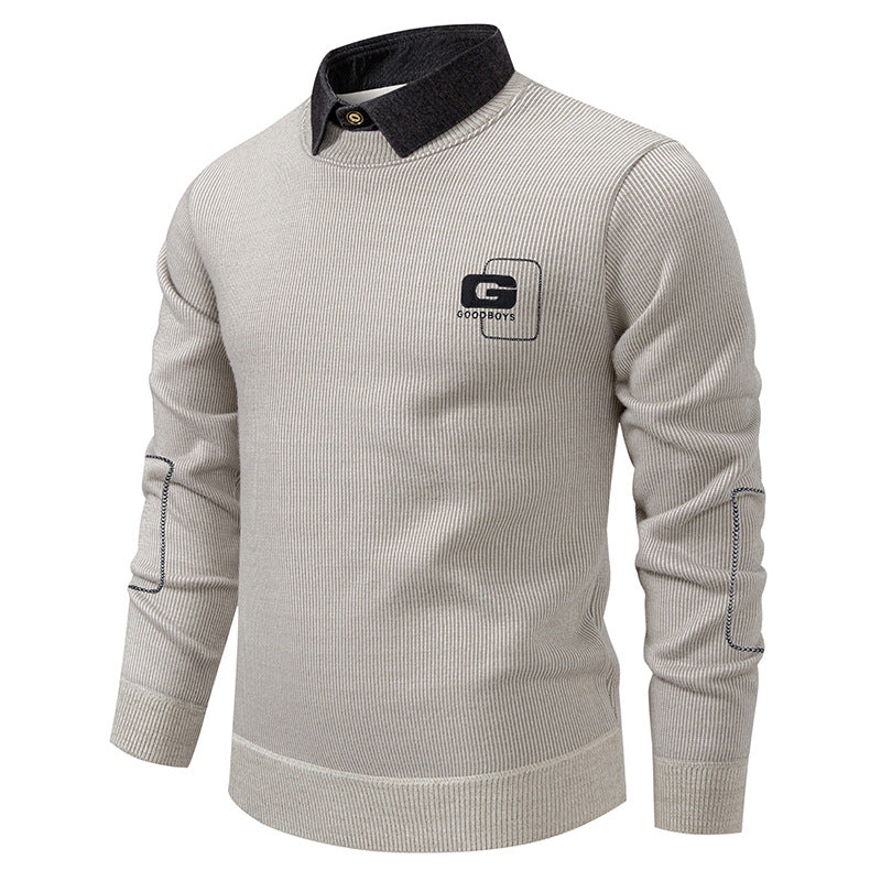Herren eleganter Pullover mit Kragen und feinem Strickmuster Aliams